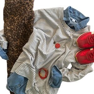 Daily Ritual Black and White Striped Sweatshirt